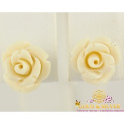 Серебряные Серьги 925 проба. Женские серьги Розы Пуссеты 2345
